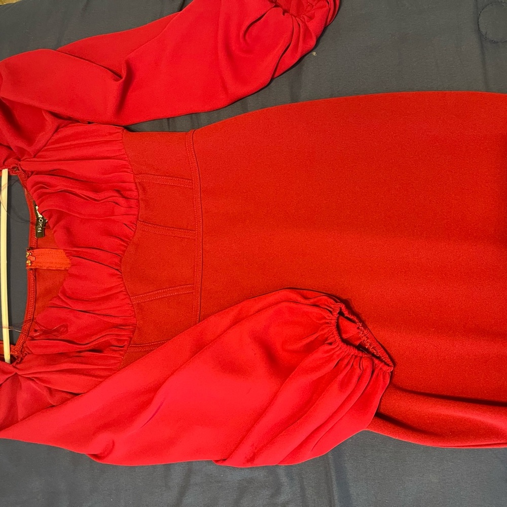 bright red dress